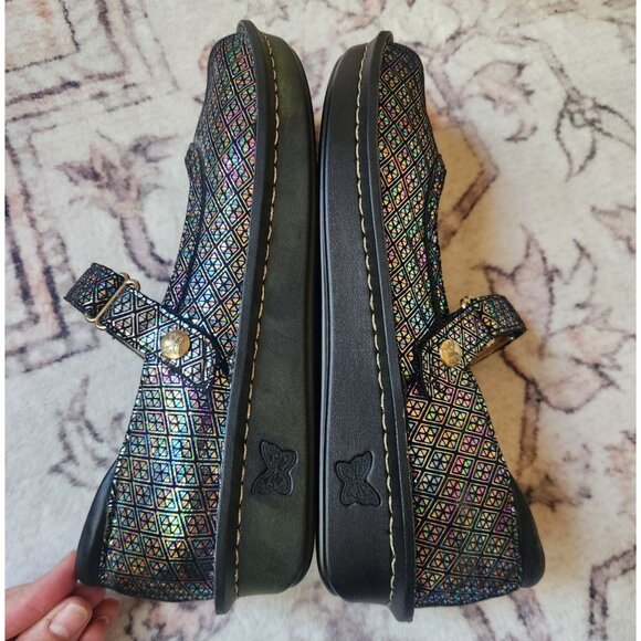 Alegria Women's Sz. 39 Belle Diamonds Forever Leather Mary Jane Clogs - Picture 5 of 7